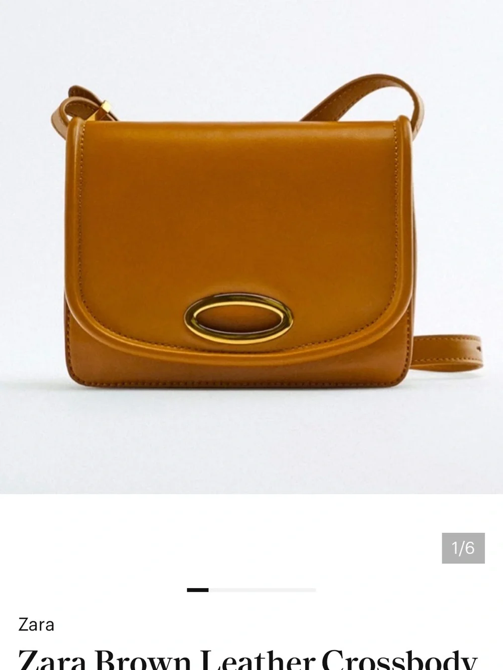Zara Tan Brown Leather Crossbody Bag
